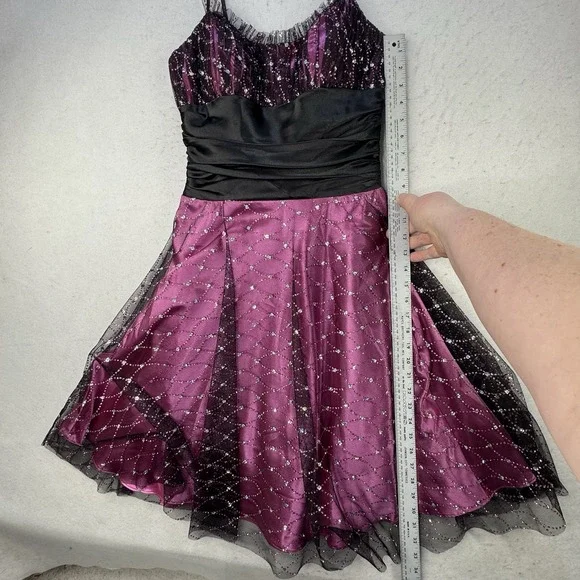 Vintage Y2K Morgan & Co Babydoll Dress Size 7/8 All Over Rhinestone Whimsical - Picture 5 of 13